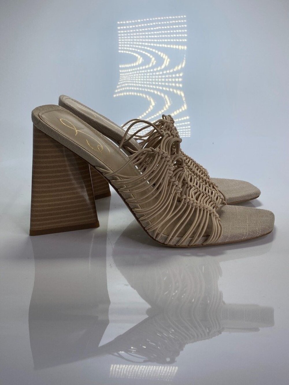 Sam Edelman Women's Laurette  Almond Strappy Heeled Sandal  Sz 7.5